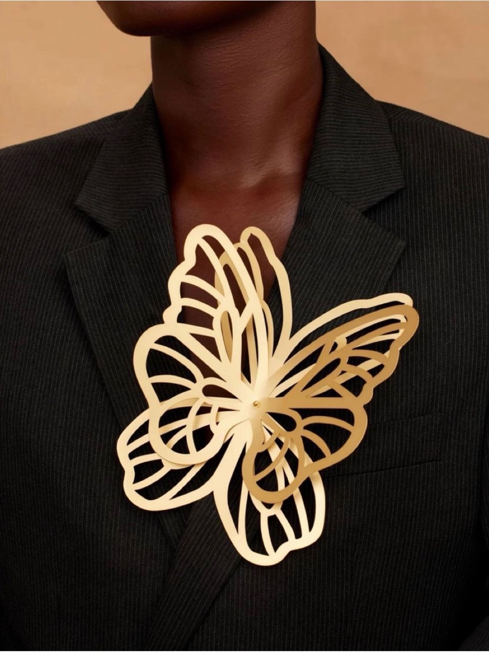 KHOI Gold Butterfly Statement Brooch - Women Accessories